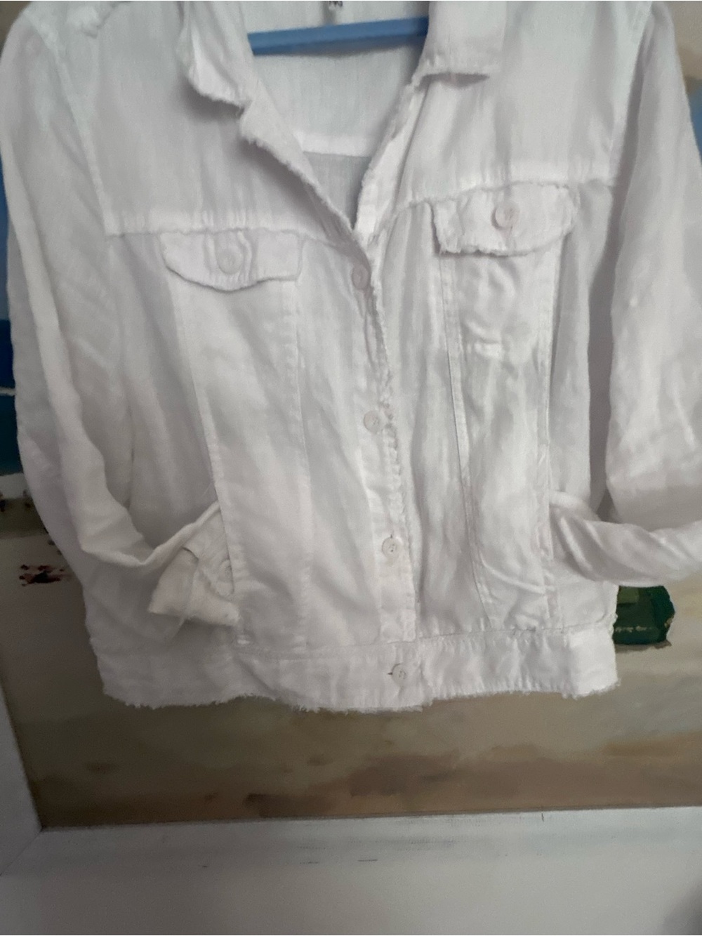 Lulu-B White Linen Button-Up Jacket with pockets - Picture 5 of 11